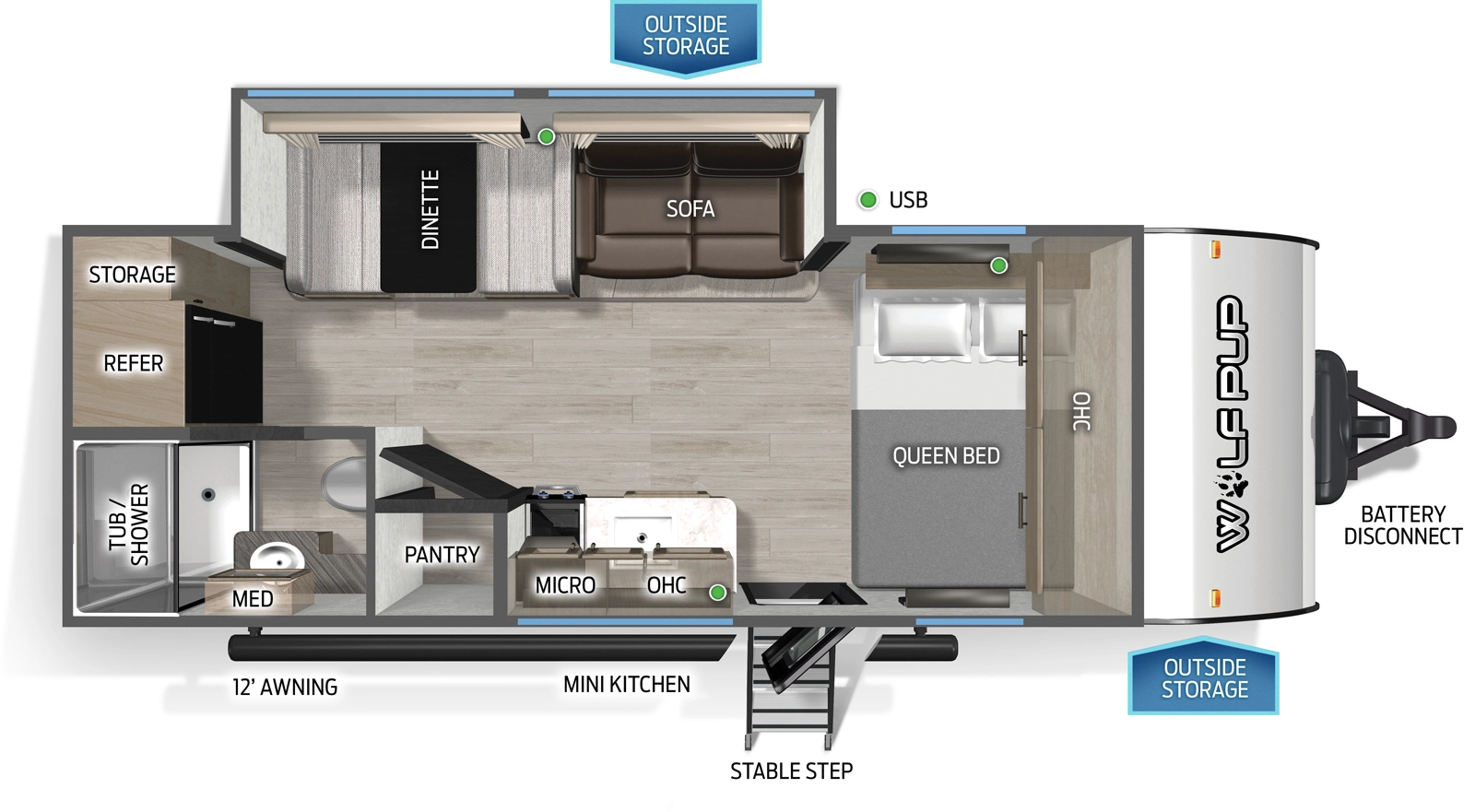 Wolf Pup 18PB Floorplan